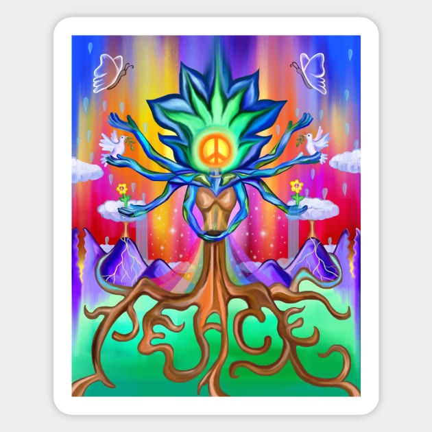 Mother Nature Craves Peace Sticker by Art by Deborah Camp